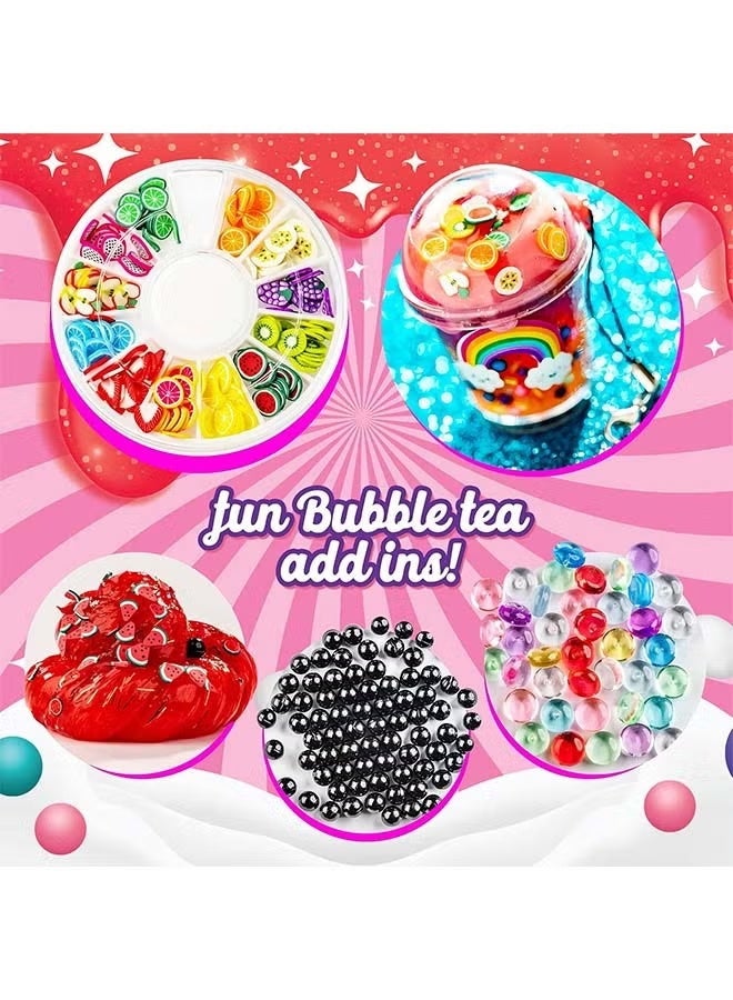 بيوينتي مجموعة صنع الطين اللزج اللذيذ للأطفال 8+ - مجموعة ألعاب الطين الحسي DIY مع تذكار الشاي الفقاعي، مسحوق الوميض وحاويات متعددة - هدايا الطين الزبدة السحابية الرقيقة لاستخدامات الحفلات وأعياد الميلاد - Image 3